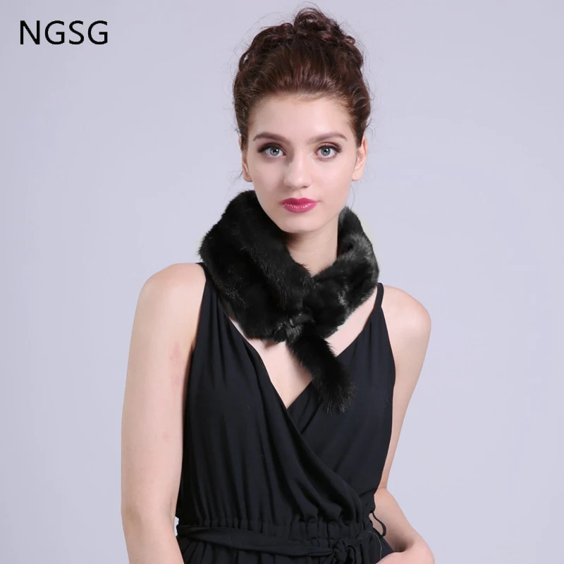 Женский шарф-воротник из натурального меха норки простой однотонный белый