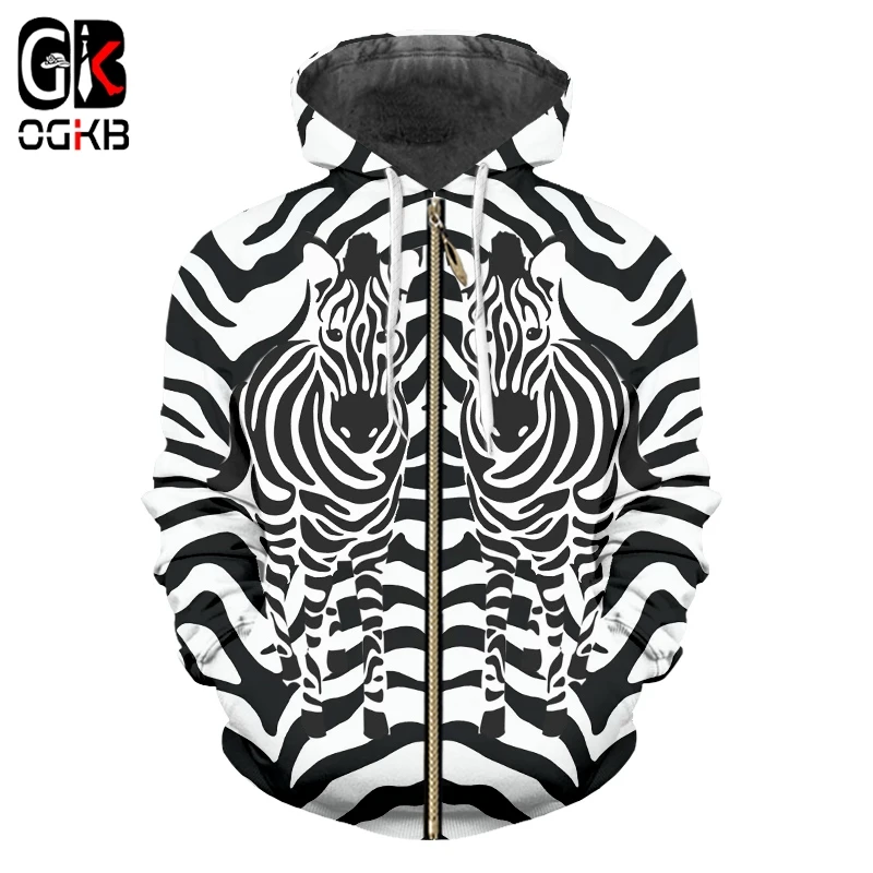 Толстовка OGKB мужская с капюшоном свитшот на молнии леопардовым принтом