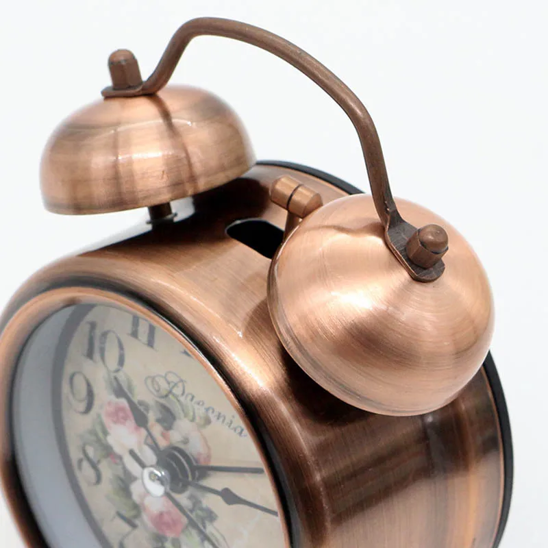 3 дюймовый Винтаж металлический тихий будильник настольные часы с Подсветка для