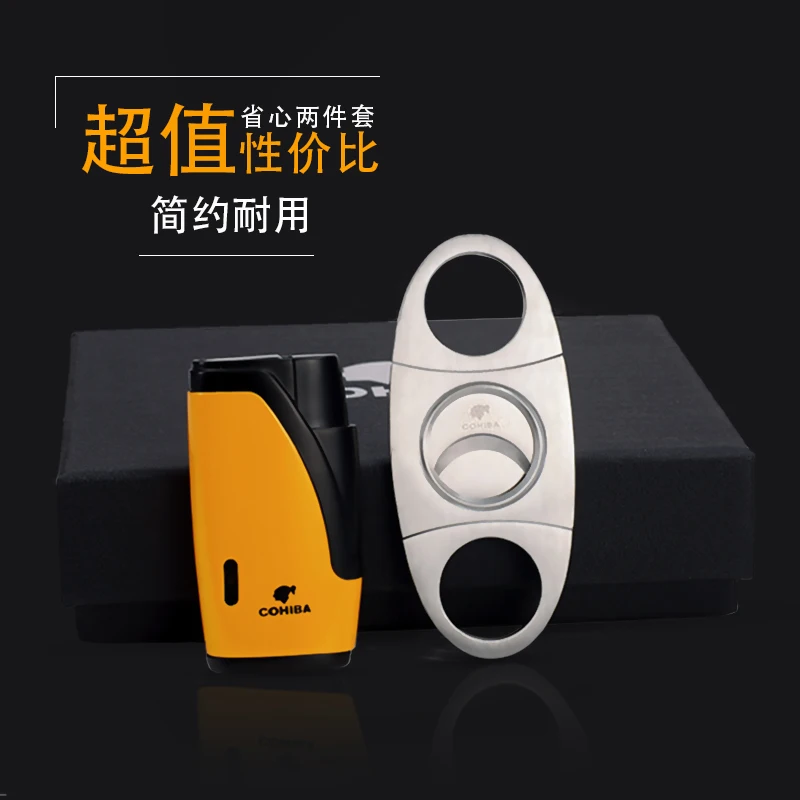 COHIBA металлическая ветрозащитная двухструйная Бутановая газовая зажигалка для