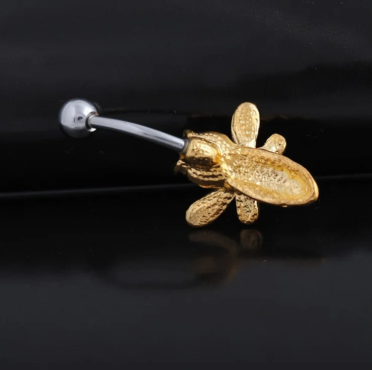 Cute Bee Surgical Steel CZ Stone Belly Button Rings Piercing Nombril Joias Ouro Pircing Bijoux Ombligo | Украшения и аксессуары