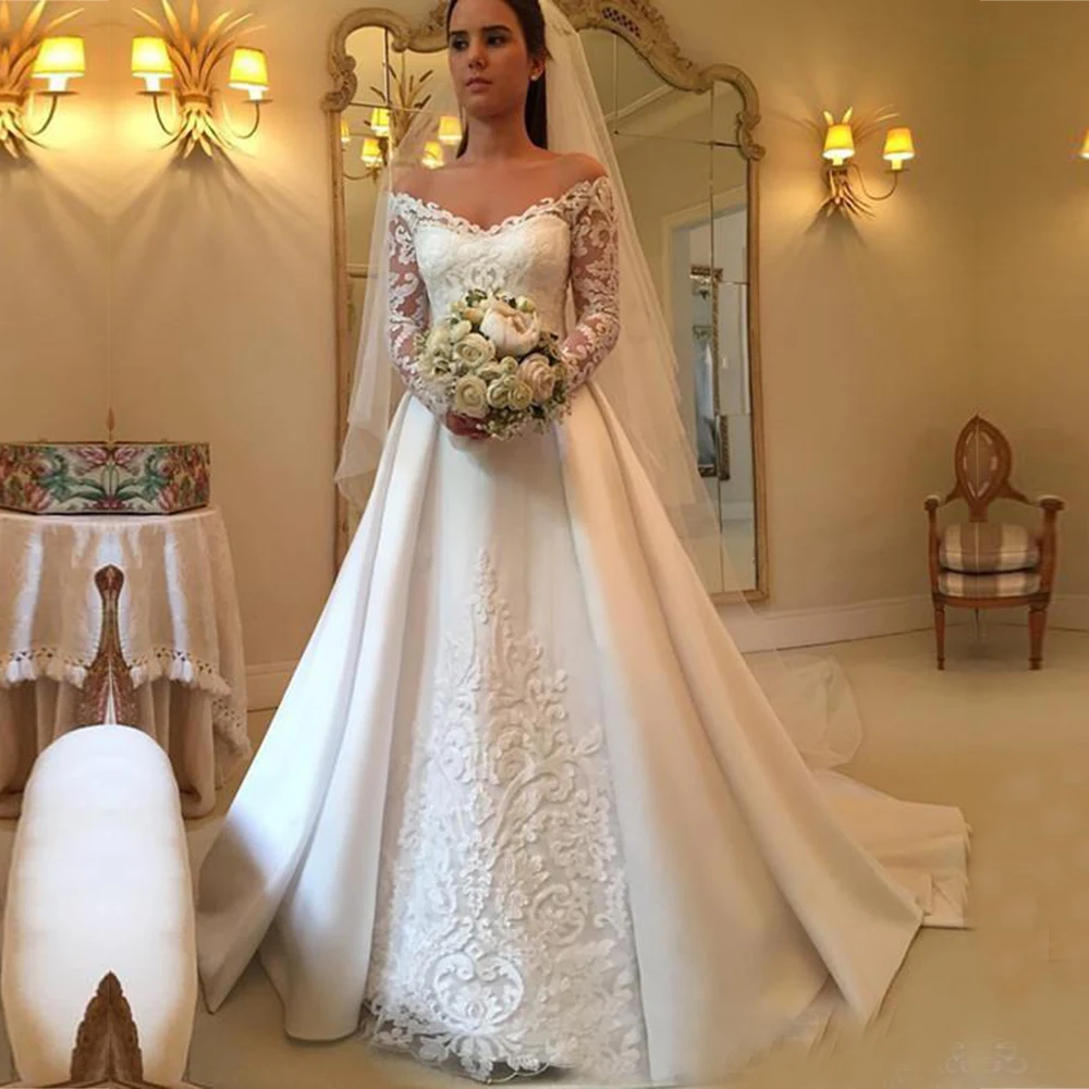 Yiwumensa Vestidos de Novia Роскошные кружево трапециевидной формы свадебное платье 2019 плюс