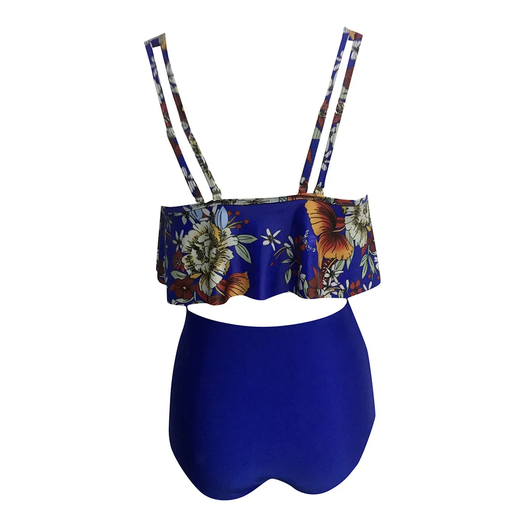 Женский купальник бикини с оборками SAGACE однотонный цветочным принтом пуш ап