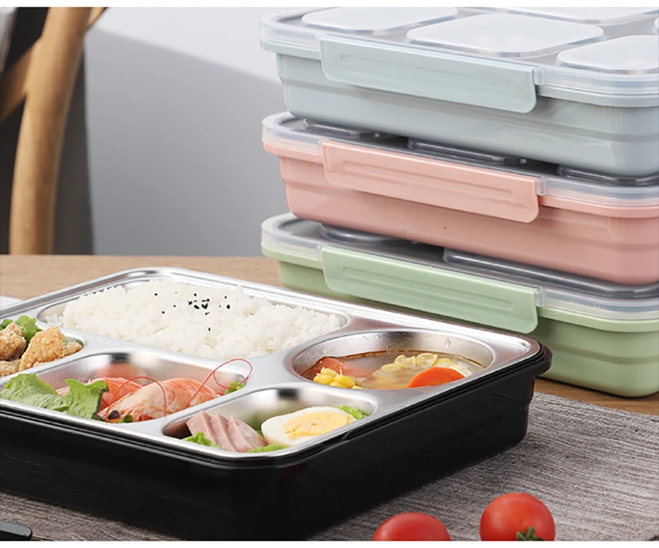 Baispo Leakproof Lunch Box Thermal Bento Box with Tableware Food Container with Compartments For Students Office Worker