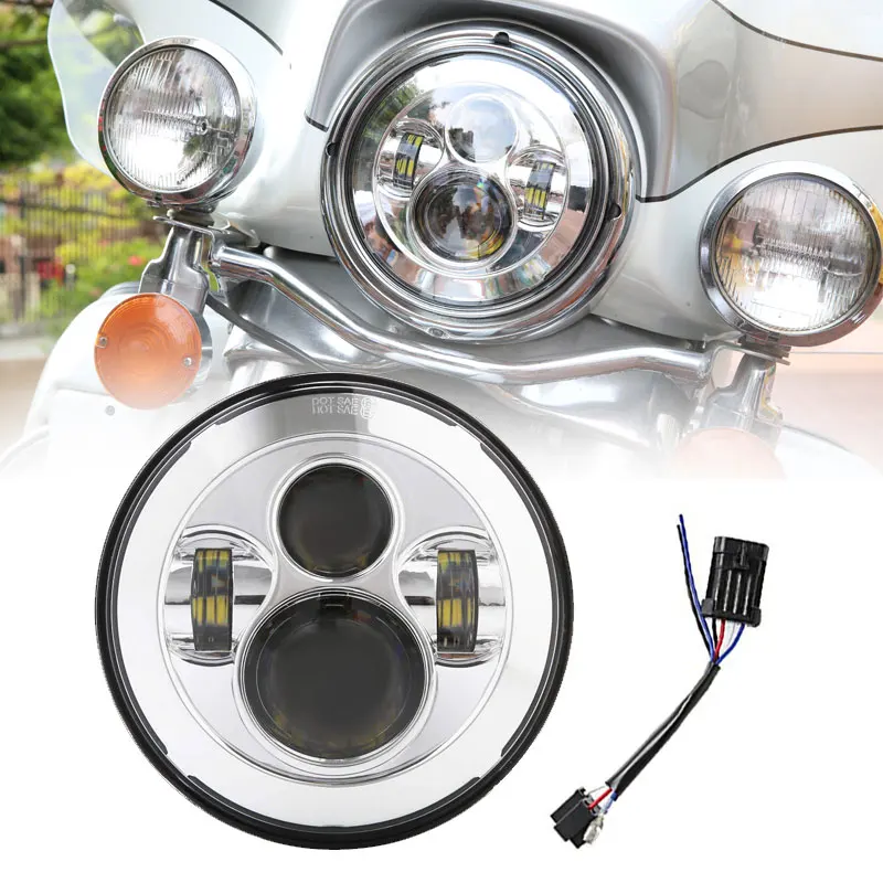 7 &quotсветодиодный налобный фонарь для мотоцикла + жгут проводов Electra Glide Standard Road King