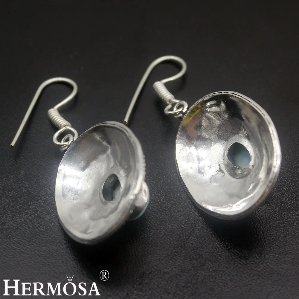 Женские винтажные серьги Hermosa NY701 уникальные с натуральным синим лиримаром