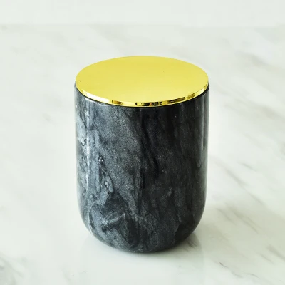 black with gold Мраморная ваза в скандинавском стиле/держатель для ручки/подсвечник для хранения трубки белый/черный/серый чашка для хранения/контейнер с металлической крышкой - Цвет: black with gold