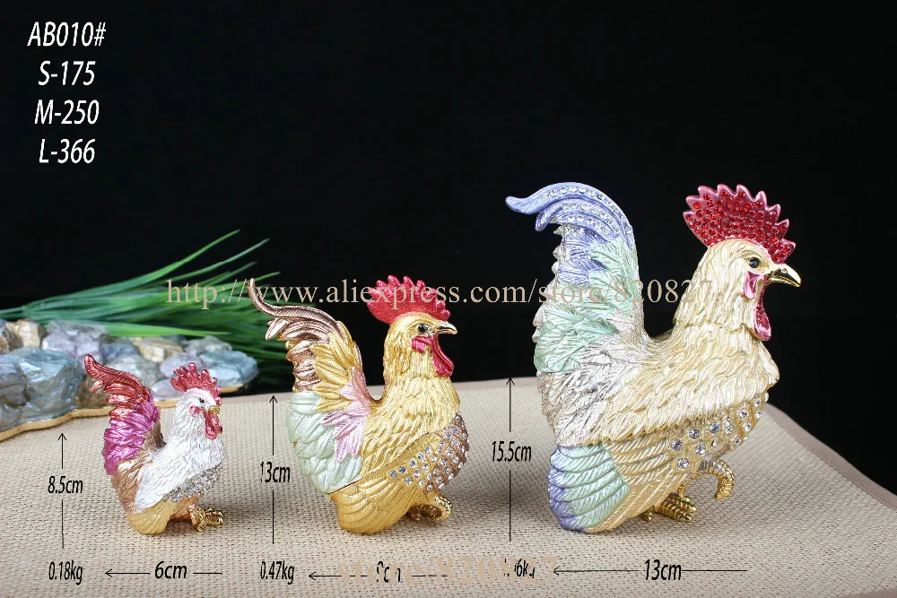 chicken trinket box rooster trinket box  hen jewelry box beautiful metal chicken rooster trinket box figurine