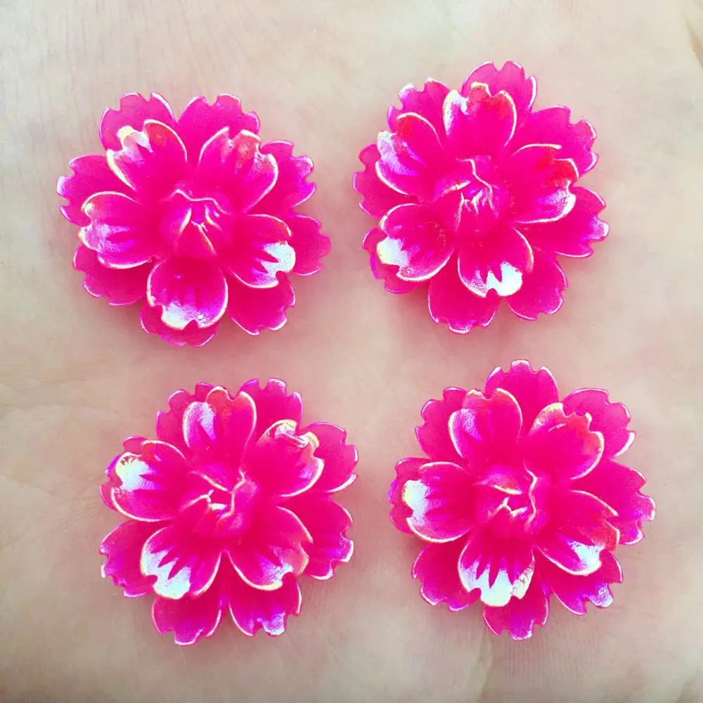 

NEW 12PCS 25mm AB Resin Candy Color Flower Stone Flatback Wedding Buttons Crafts K134*2