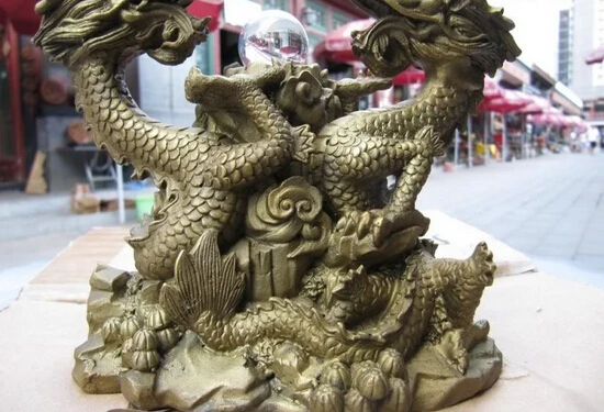 USPS в США S0157 Китайский Изысканный красный бронзовый медный фэншуй два дракона