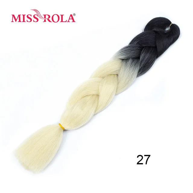 #99 Miss Rola, Омбре, синтетические волосы, Джамбо, плетение, 24 дюйма, высокотемпературное волокно, вязанное крючком, огромные косички, 100 г, Радужный Омбре, цвет - Цвет: #99
