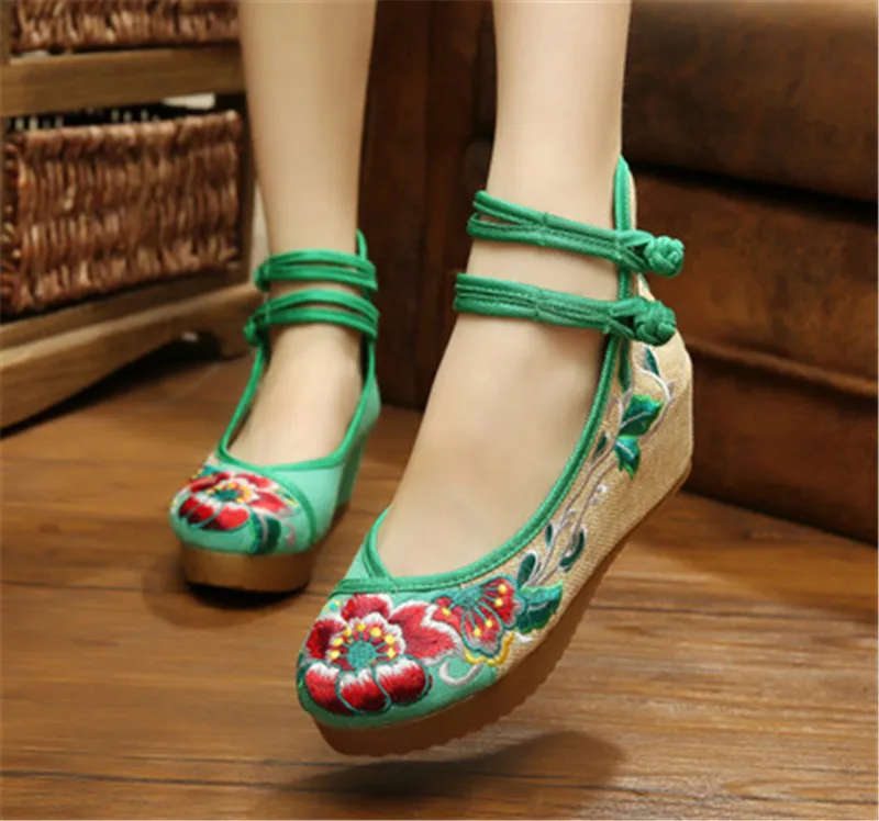 Туфли на плоской подошве; женские лоферы; Zapatos De Mujer; Туфли-оксфорды в стиле Лолиты; парусиновые женские эспадрильи в стиле Харадзюку; модная вышитая обувь для женщин - Цвет: 5cm furong green