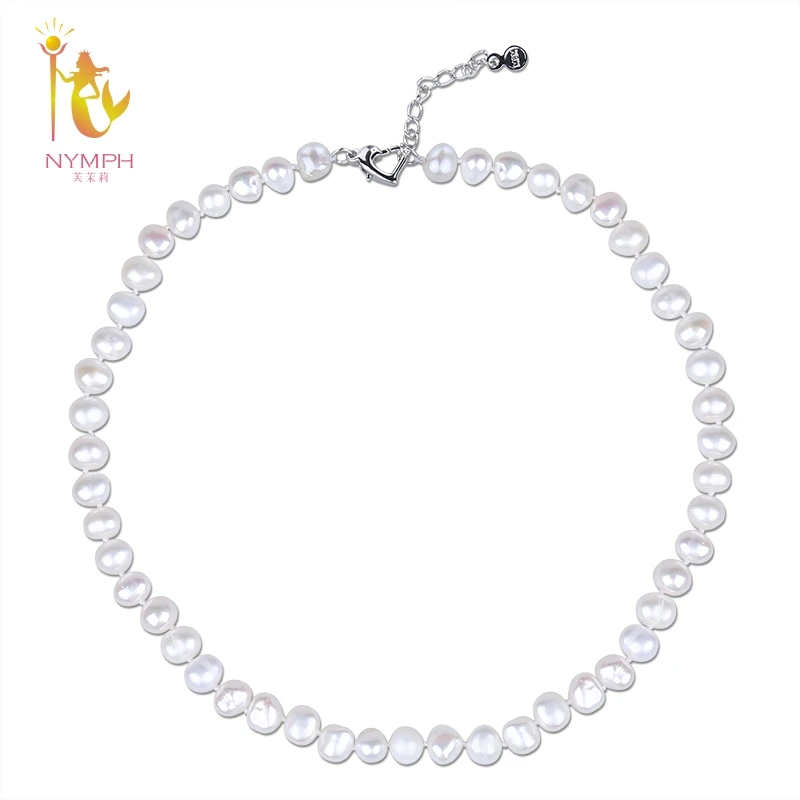 Ожерелье из пресноводного жемчуга NYMPH белое ожерелье в стиле барокко 8 9 мм