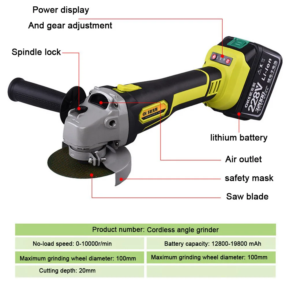 

Angle Grinder Cordless Lithium-Ion Grinding machine Electric grinder Angle Grinder grinding Power Tools