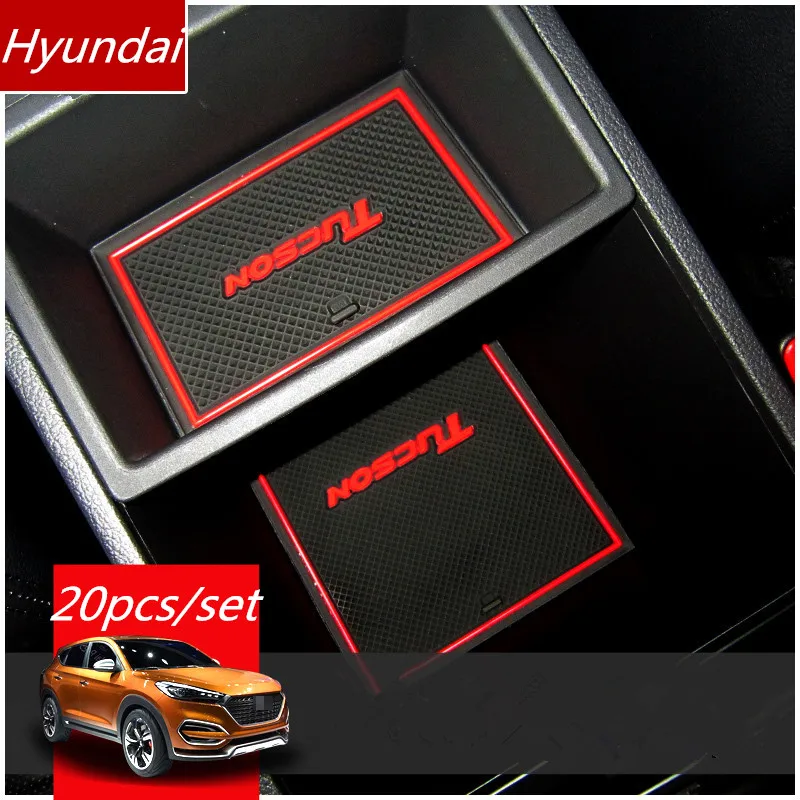 Door Slot Pad Mat 3D Rubber Interior Cup Cushion Groove Lnterior Anti Slip For Hyundai Tucson 2015-2018 Car Styling | Автомобили и