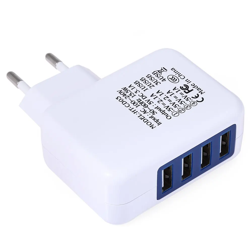 ЕС Plug Смарт-Зарядное Устройство 4 Порта USB Адаптер питания для путешествия Дом