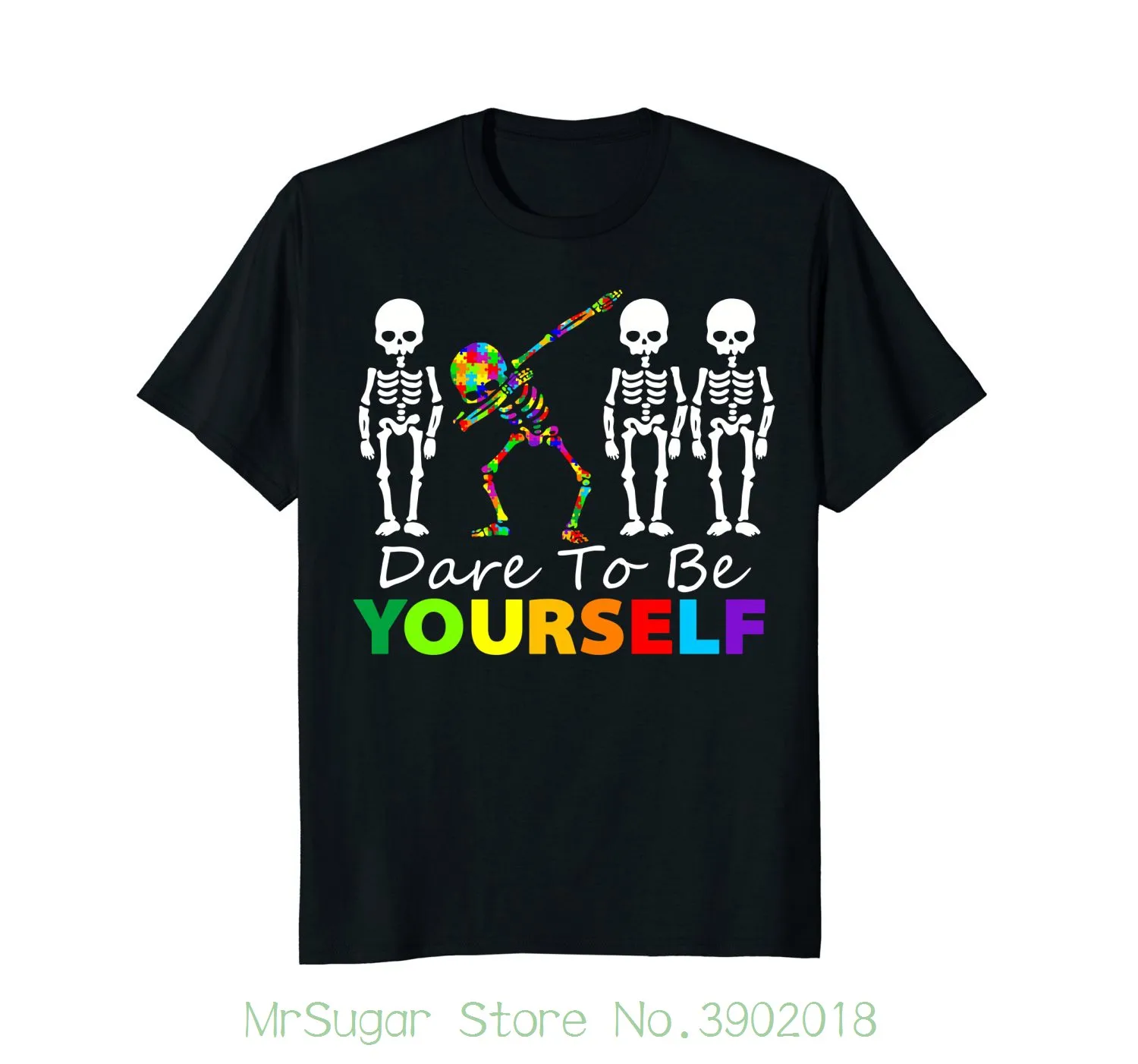 Скелет вытирая Dare To Be Yourself футболка Забавный аутизм для мужчин свободные
