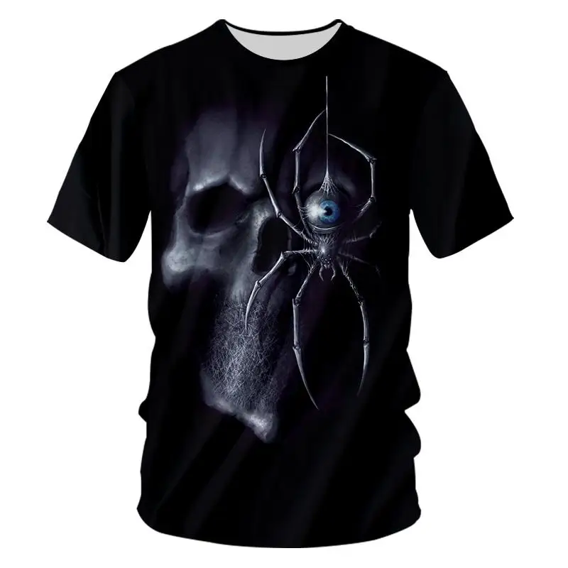 UJWI Летняя мужская повседневная футболка с принтом черепа паука 3d футболки