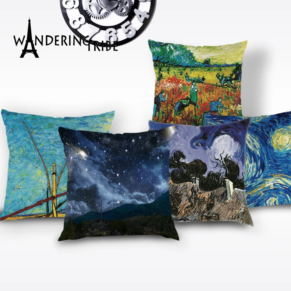 Винтажная наволочка для дома наволочки подушки с акварельным декором Ван Гога
