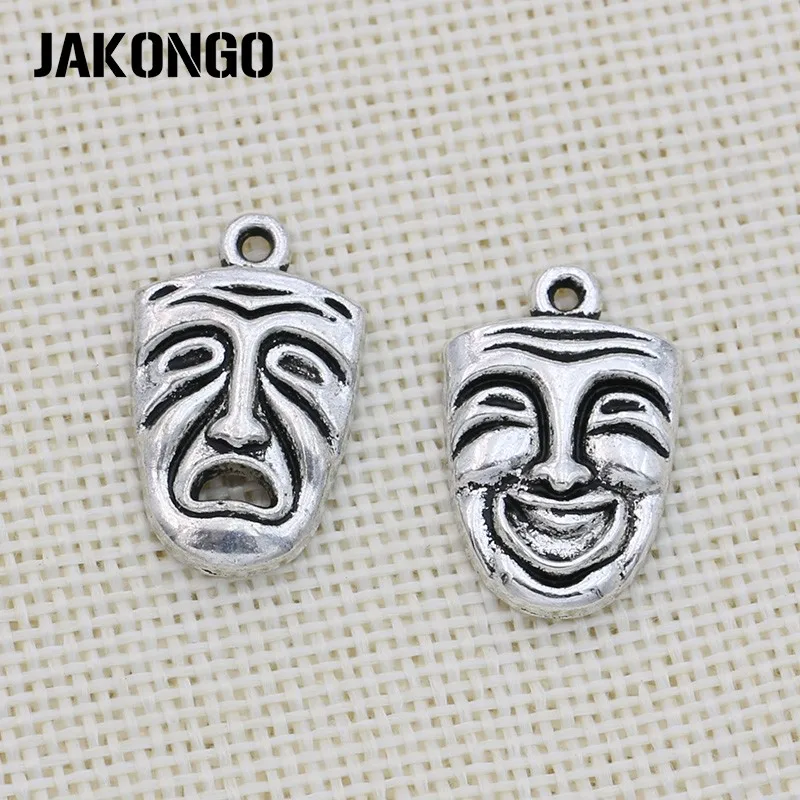 JAKONGO античные посеребренные Подвески счастья печаль лицо очарование подвески
