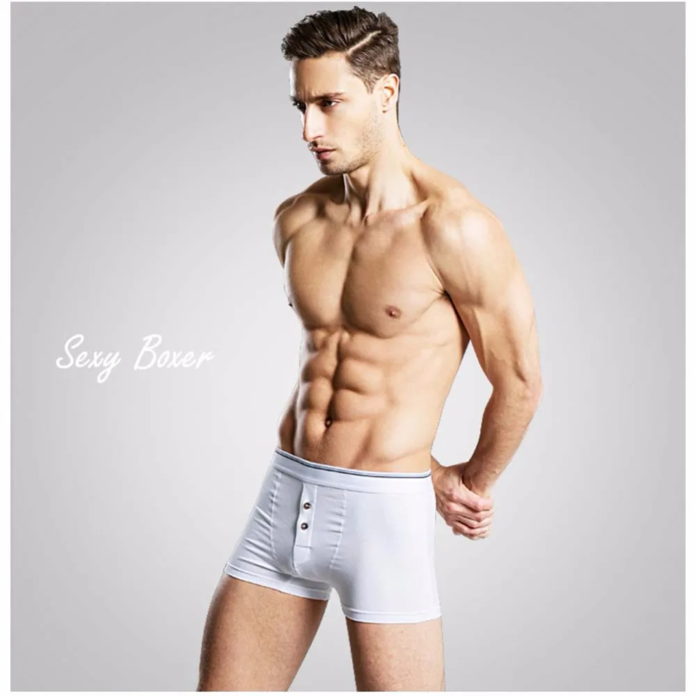 Мужские хлопковые трусы боксеры белые однотонные дышащие XXXL Calzoncillos|boxer shorts|sexy boxer