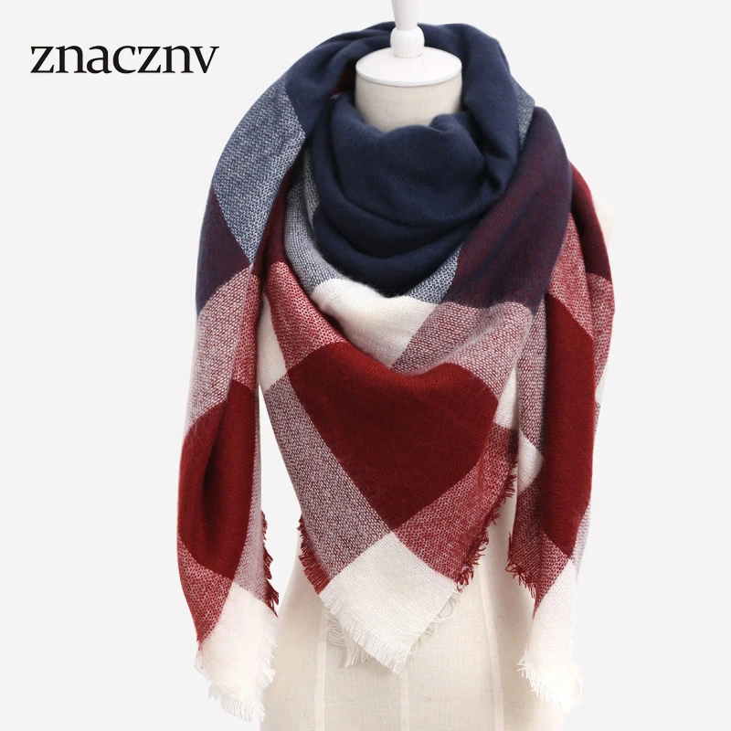 Мода 2018 г. Новинка зимы дизайн бренд акрил для женщин шарф плед треугольники шаль