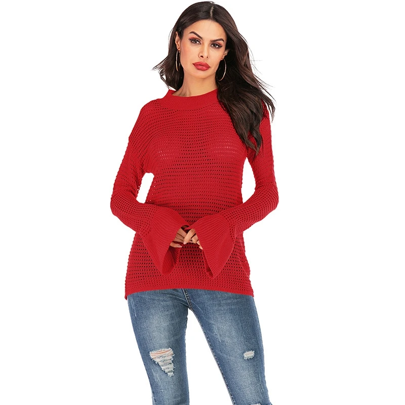 

Hollow out Sweaters Women Autumn Fashion thin Pullover Lady Jumpers Long Sleeve Pull spring Casual Knitted Streetwear knitwear