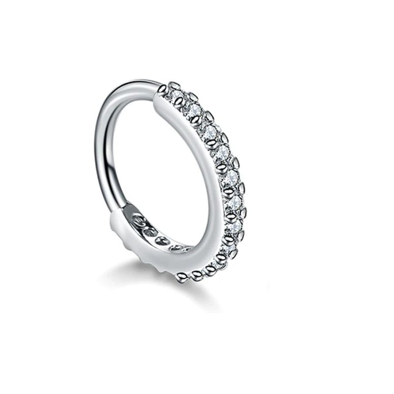 Style 2 Silver 1 шт. 0,8x6/8 мм прозрачный Циркон Daith пирсинг кольцо Daith обруч серьги, нержавеющая сталь, маленькая серьга-кольцо для пирсинга перегородки носа пирсинг, крючок для пирсинга - Окраска металла: Style 2 Silver