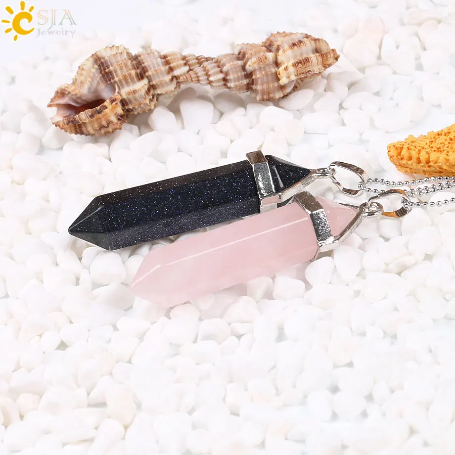 Длинная подвеска CSJA из натурального камня массивное ожерелье ювелирные изделия