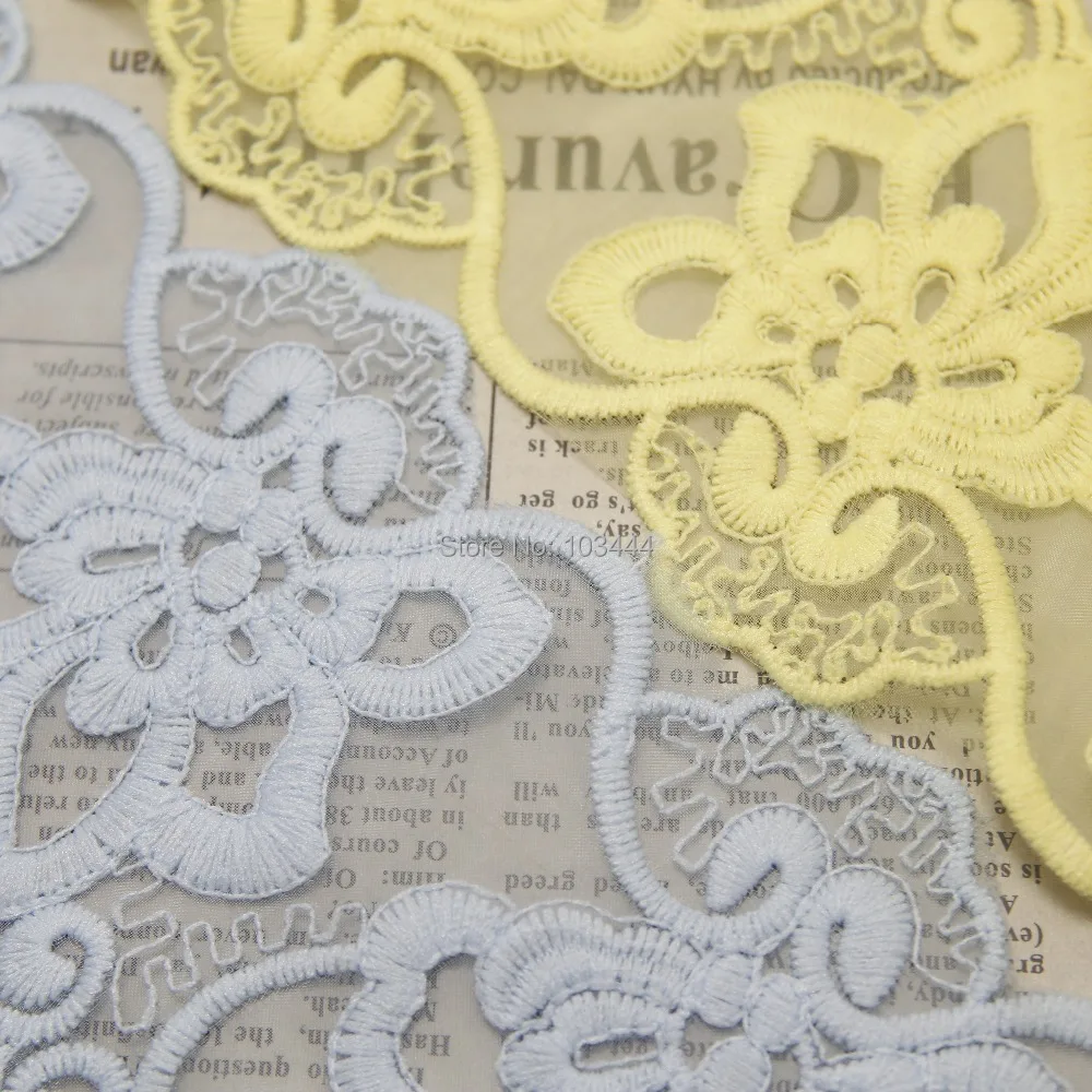 1 ярд ширина 80 мм светло-голубая и желтая Марля с вышивкой