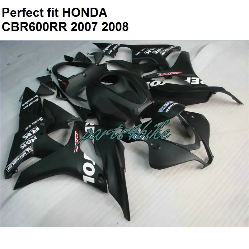 Бесплатный пользовательский обтекатель комплект для Honda CBR 600RR 2007 2008 черный Обтекатели CBR600RR 07 08 SZ63