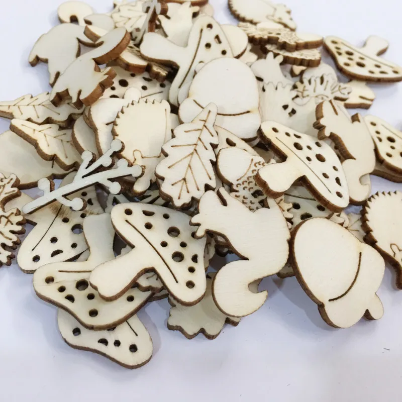 50pcs/lot Animal Leaf Gear Heart Shape Wooden Craft For Home Party Table Decor Hanging Ornaments DIY Scrapbooking Crafts 62562 | Дом и сад