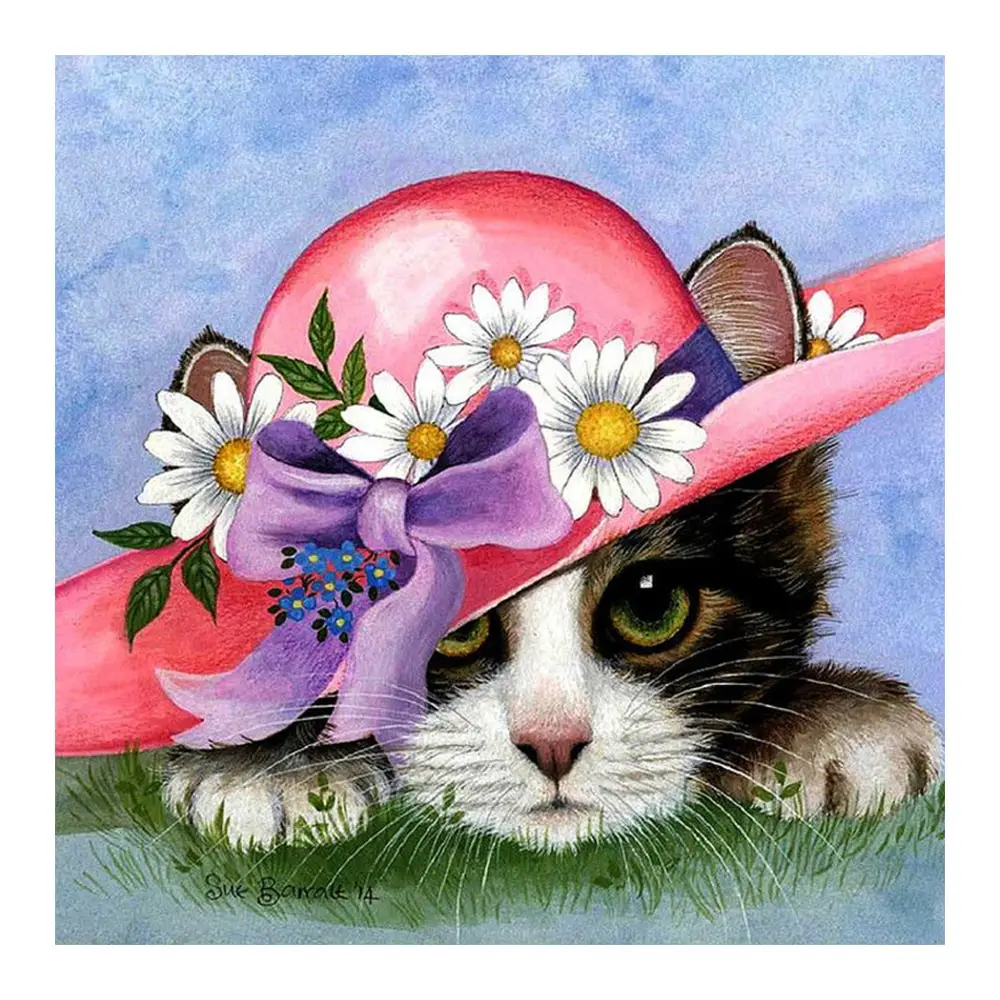 Алмазная мозаика 5D для вышивки крестиком картина с изображением кошки цветочной