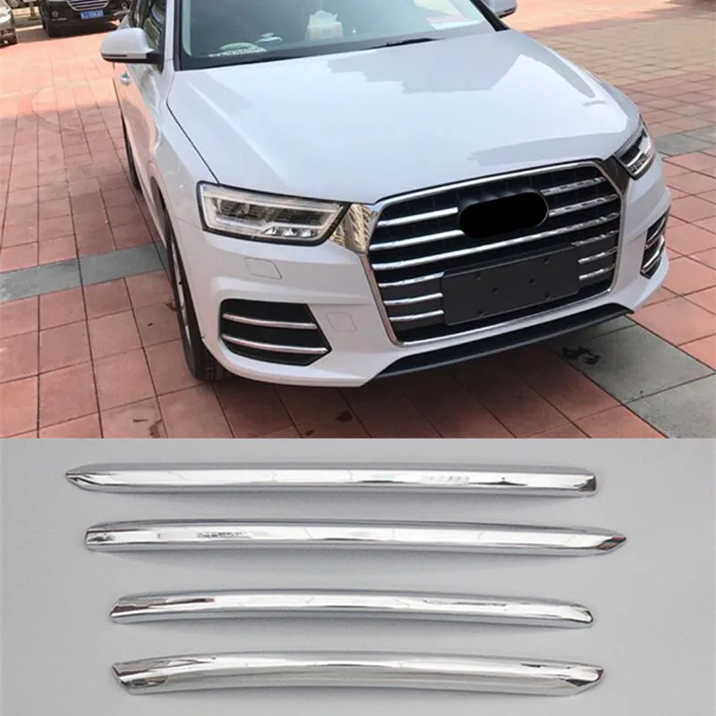 Fog Lamp 4 pcs Хромированный ABS передний бампер решетка воздуха гриль декоративная накладка для Audi Q3- автомобиля передние противотуманные фары полосы - Название цвета: Fog Lamp 4 pcs