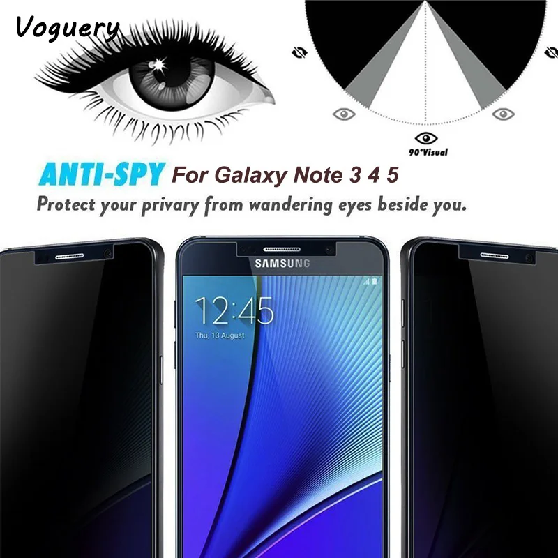 Закаленное защитное стекло для Note 5 4 3 ЖК экрана с защитой от шпионов Защитная