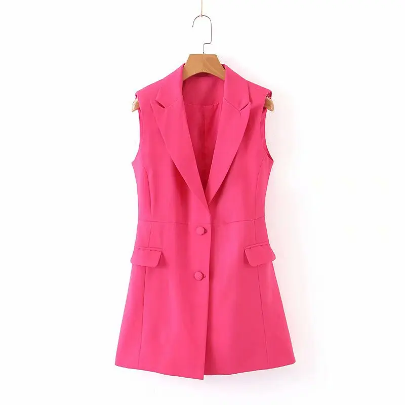 2019 шикарный блейзер без рукавов жилет пальто женский однобортный жакет с