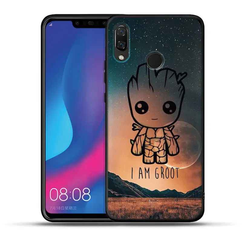 Чехол Marvel звездное небо для huawei Honor 20 Pro 10 9 9i 8 Lite 8X 8C 7A 7X V20 View 20 Черный силиконовый чехол Grrot Captain Coque