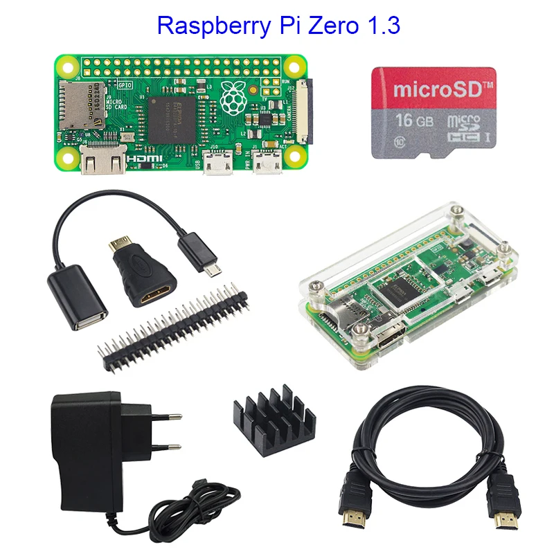 Raspberry Pi Zero 1 3 или W стартовый комплект + акриловый чехол GPIO заголовок теплоотвод