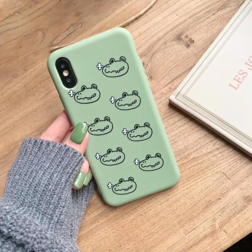Matte Lovely cactus phone cases for iphone X XR XS Max Cartoon dinosaur Soft TPU case For 6 6s 7 8 plus back cover |