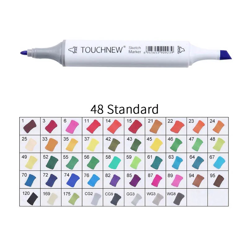 white 48 Standard Touchnew Набор цветных копировальных маркеров спиртовые ручки, маркеры для рисования товары для рукоделия кисть манга для рисования акриловый дизайнерский набор ручек для студентов - Цвет: white 48 Standard