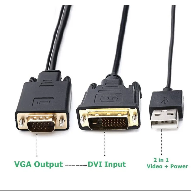 Адаптер VGA DB15 pin DVI 24 + 1 D male USB A LCD|Компьютерные кабели и разъемы| |