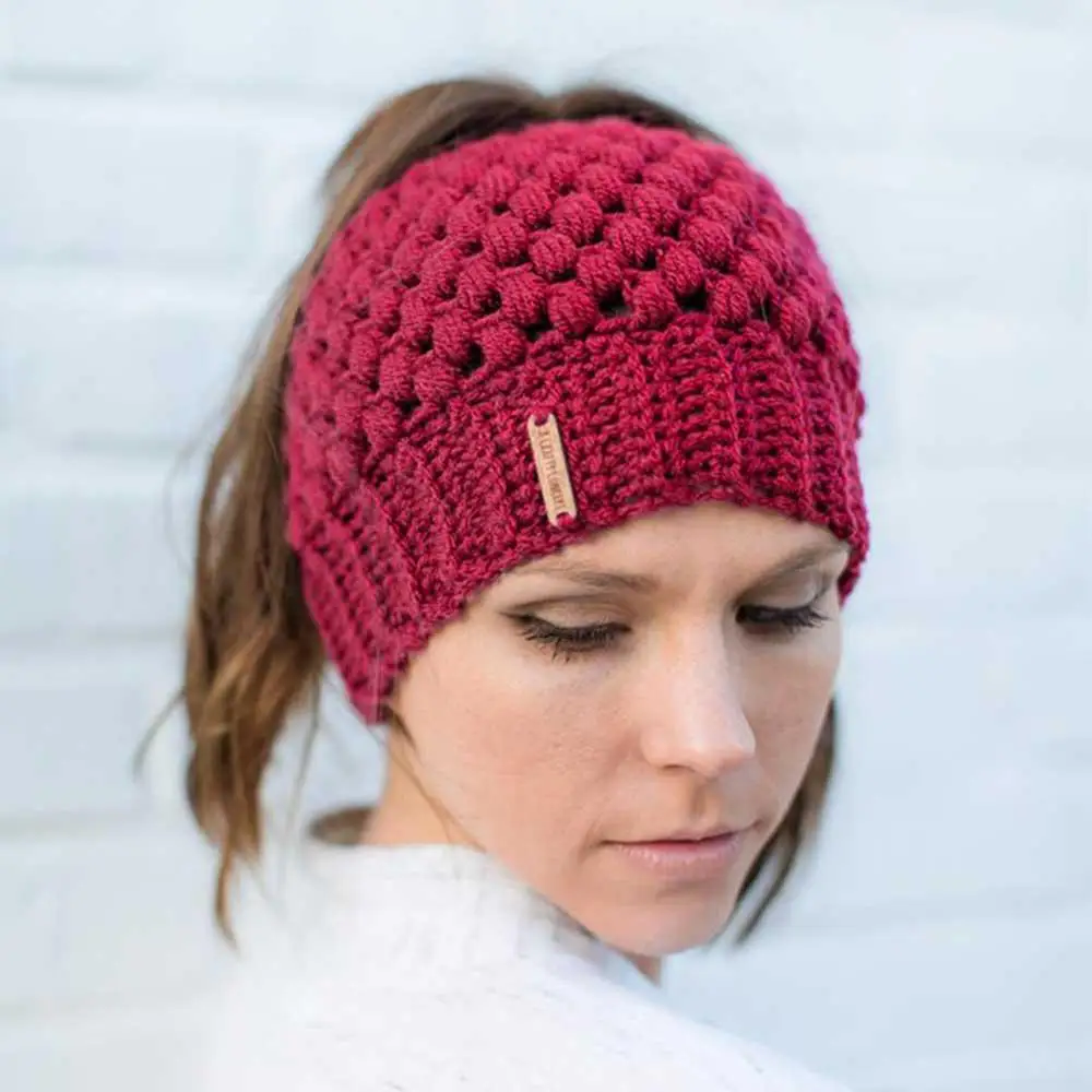 Конский хвост зимние шапки бини для вязаный бюстгальтер шапка Skullies Beanies теплая шапка s Женская вязаная Стильная шапка Дамская мода