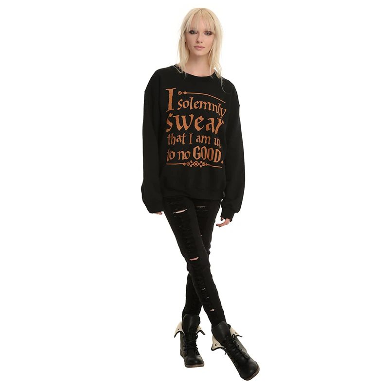 Женский брендовый спортивный костюм Harajuku черная толстовка с надписью I Am Up To No Good