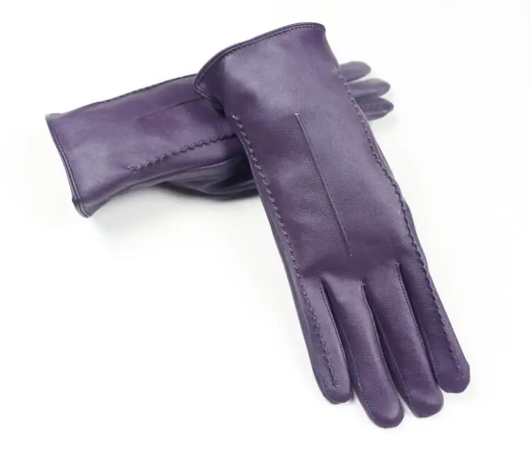 Purple Осенне-зимние сексуальные женские утепленные перчатки из искусственной кожи с сенсорным экраном, ветрозащитные водонепроницаемые перчатки для вождения S36 - Цвет: Purple