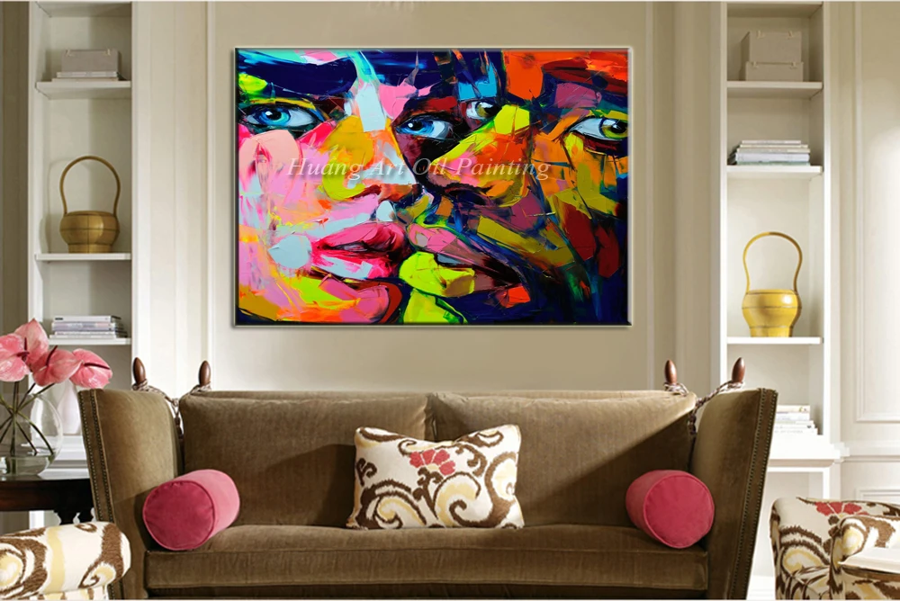 Новая ручная роспись Портрет пары масляная живопись на холсте абстрактный Нож