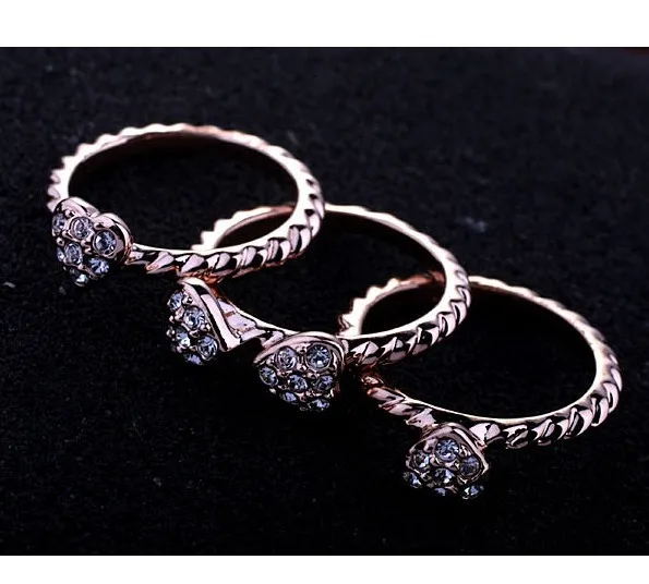 Женские кольца с кристаллами CHRAN классические обручальные золотого цвета тремя