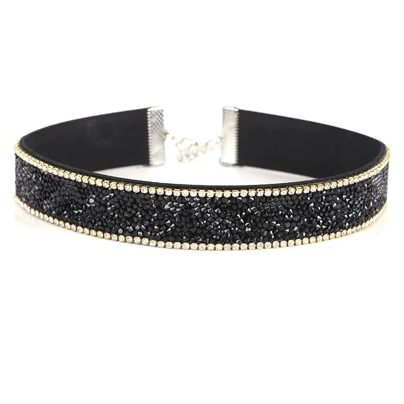 2017 черный кристалл роскошный воротник чокер ожерелье этническое винтажное