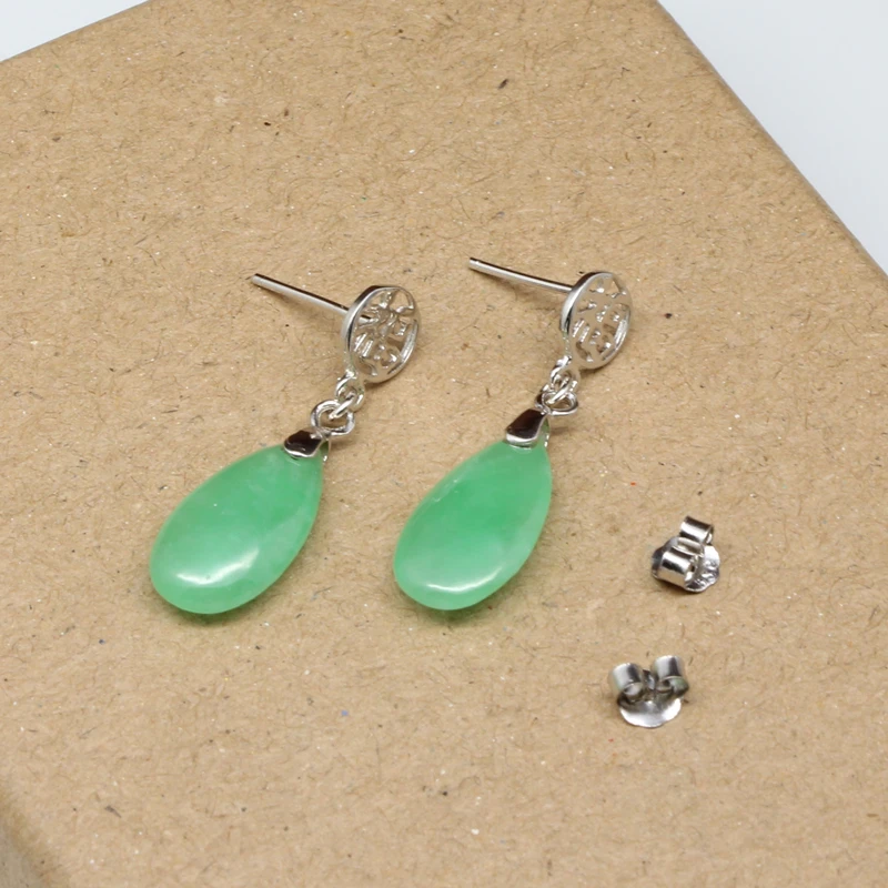 Женские серьги-подвески зеленого цвета из серебра 925 пробы | Украшения и