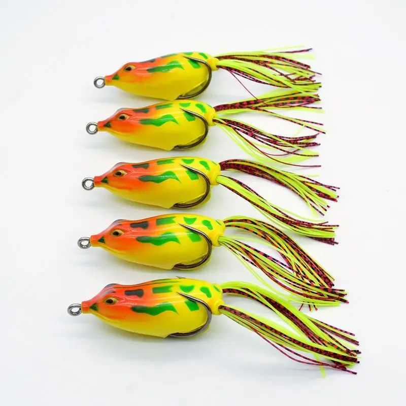 Массовая Качества 5 шт. Лот Мягкая Лягушка Приманки Бас Рыболовные Снасти 5.5 см 13 г