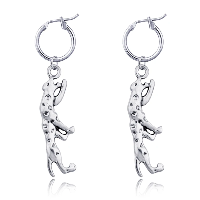 Dayoff Vintage Dinosaur Skeleton Skull Leopard Hoop Earrings Men Jewelry Cute Animal Sword Pendant Circle Earring Gift E290